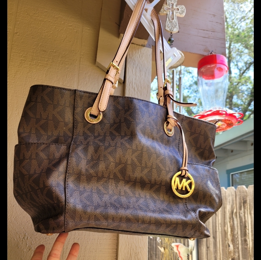 Spacious MK design Brown Leather Tote